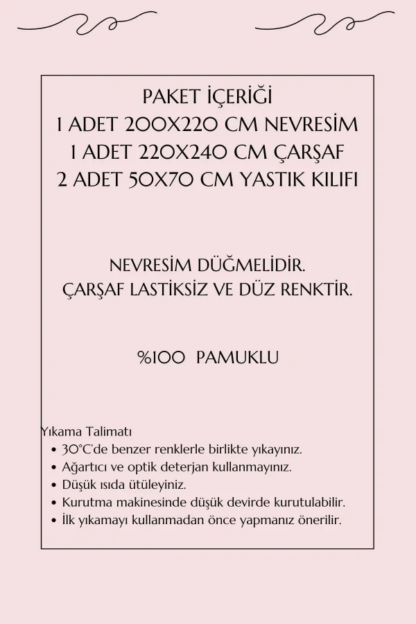 Çift Kişilik Ranforce Nevresim Takımı %100 Pamuklu Zarafet