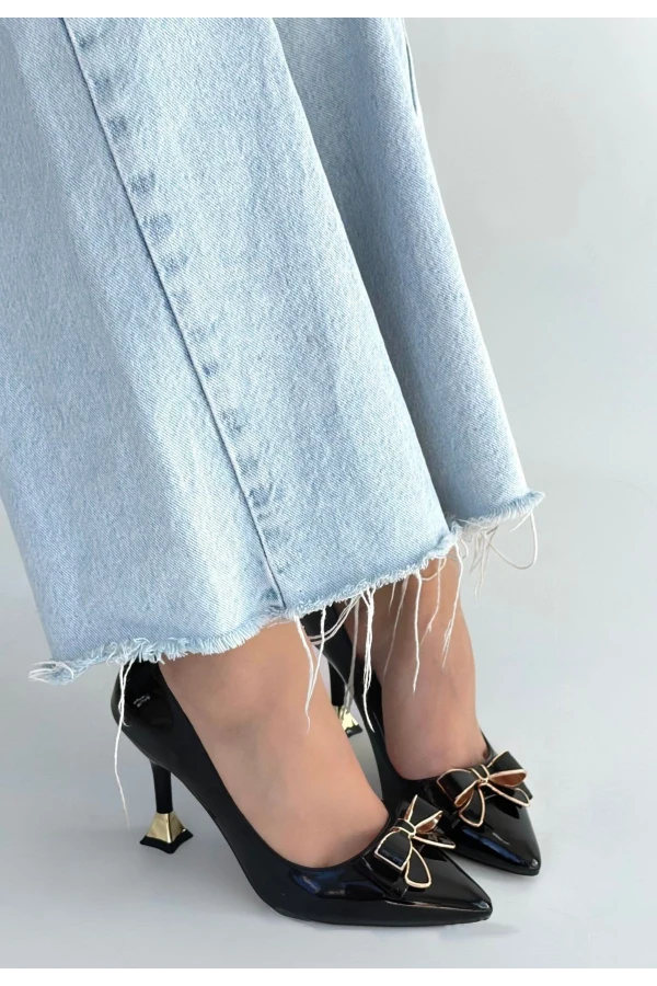 Coby Siyah Rugan Topuklu Ayakkabı