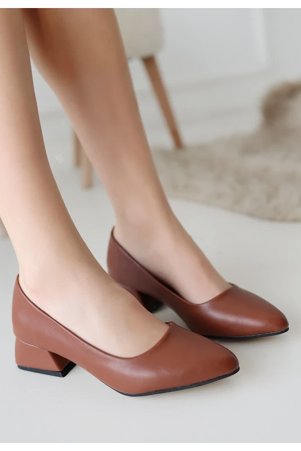 Desniy Taba Cilt Topuklu Ayakkabı