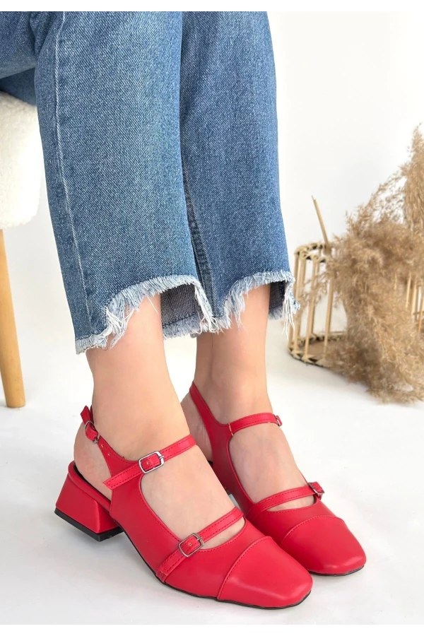 Doran Kırmızı Cilt Topuklu Ayakkabı