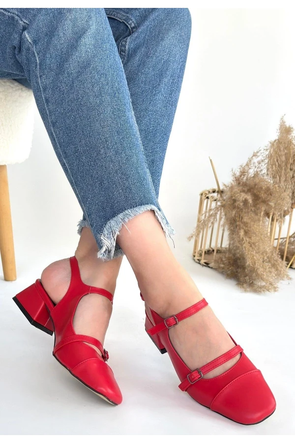 Doran Kırmızı Cilt Topuklu Ayakkabı