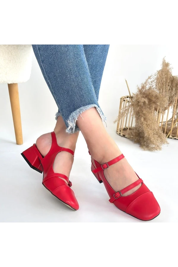 Doran Kırmızı Cilt Topuklu Ayakkabı
