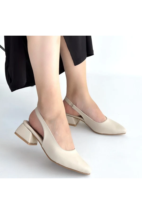 Evia Bej Cilt Topuklu Ayakkabı