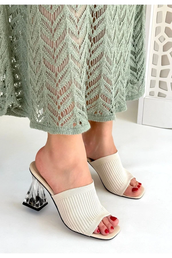 Evra Ten Triko Topuklu Terlik