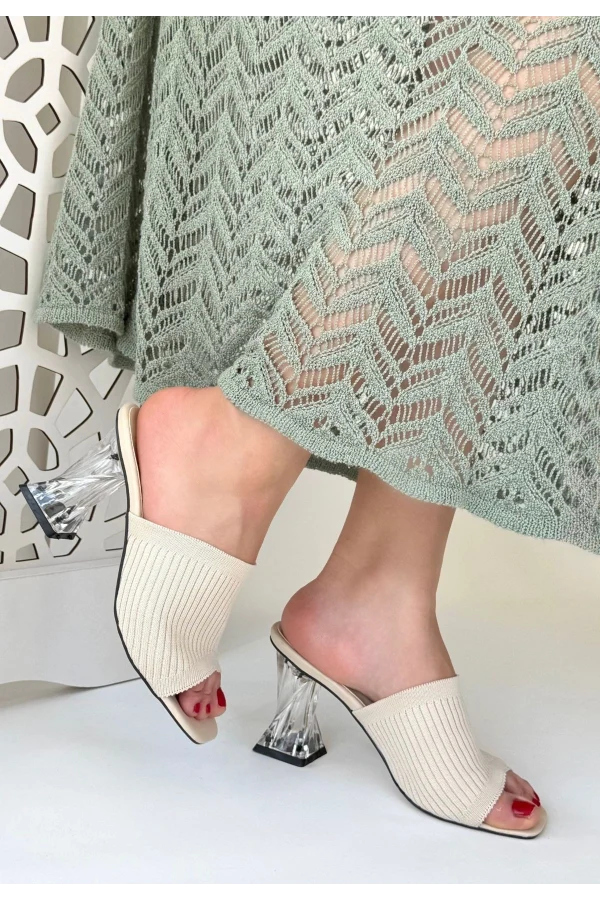 Evra Ten Triko Topuklu Terlik