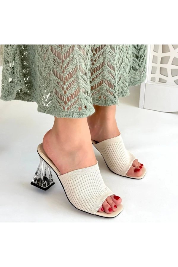 Evra Ten Triko Topuklu Terlik