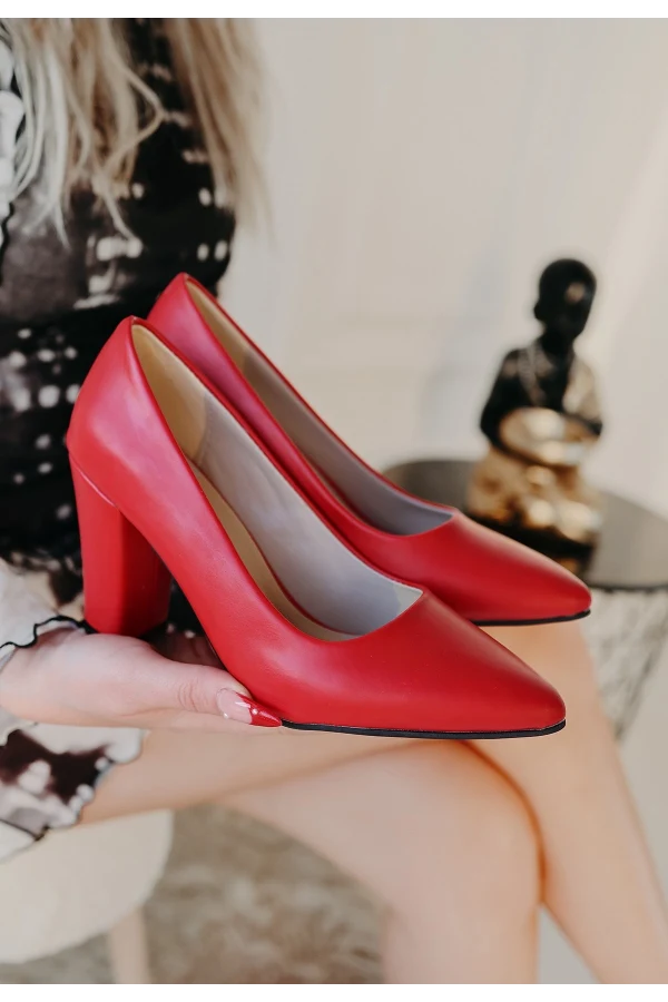 Giort Kırmızı Cilt Topuklu Ayakkabı