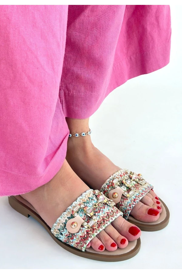 Gonne Renkli Hasır Dokuma Terlik