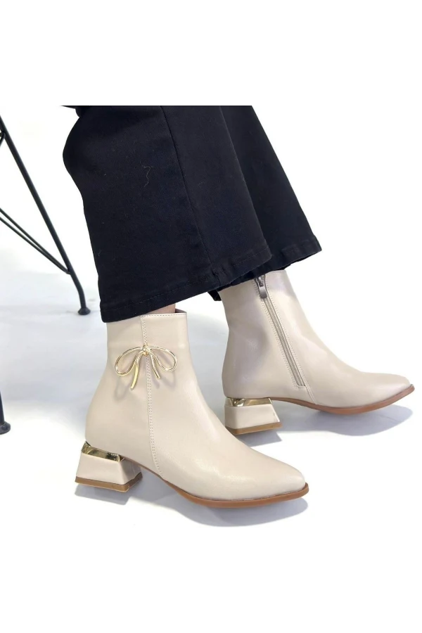 Harly Bej Cilt Topuklu Bot