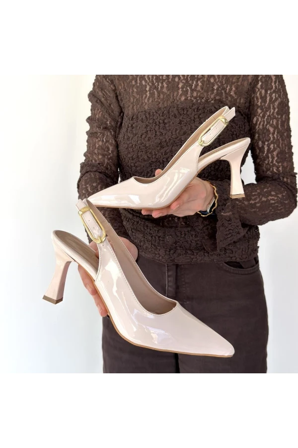 Hies Bej Rugan Topuklu Ayakkabı