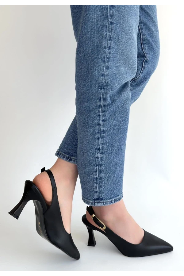 Hies Siyah Cilt Topuklu Ayakkabı