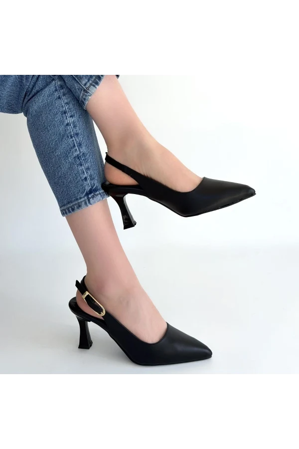 Hies Siyah Cilt Topuklu Ayakkabı