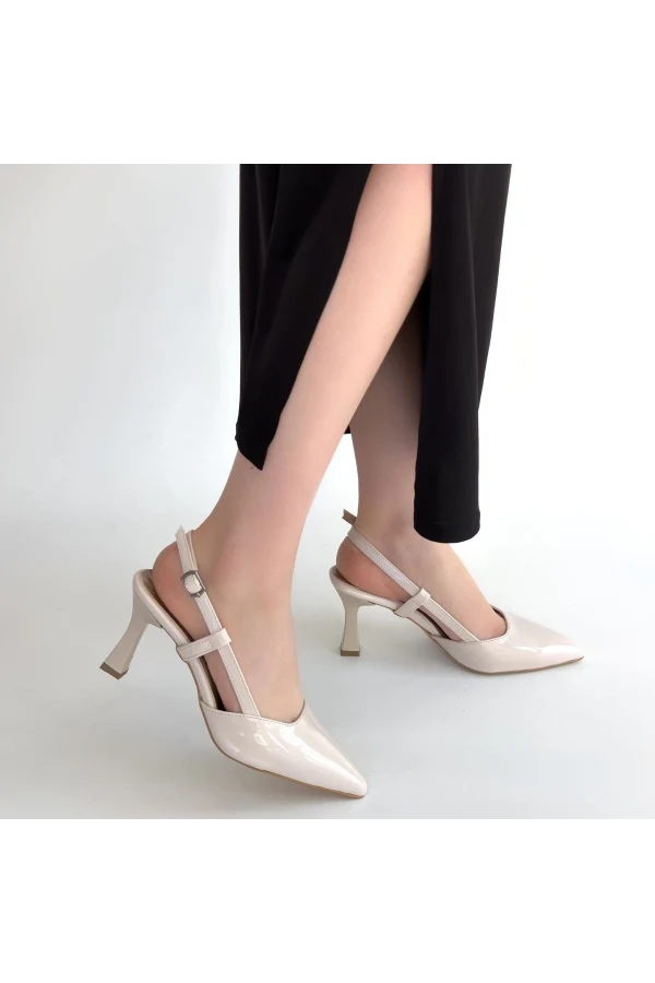 Hoost Bej Rugan Topuklu Ayakkabı