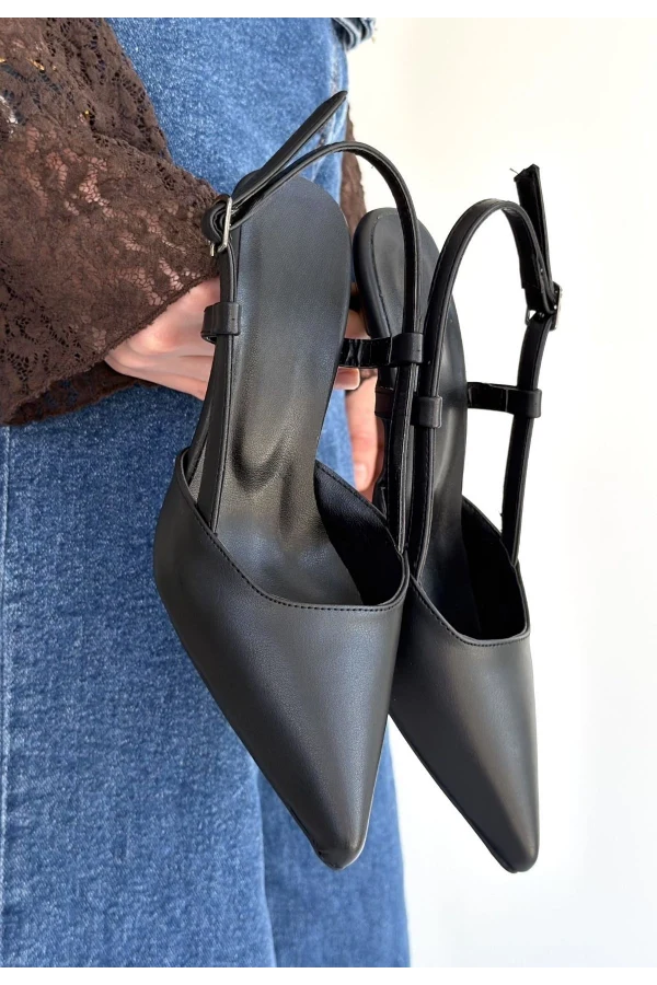 Hoost Siyah Cilt Topuklu Ayakkabı