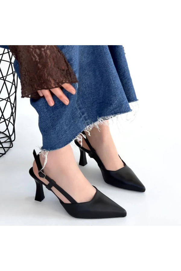 Hoost Siyah Cilt Topuklu Ayakkabı