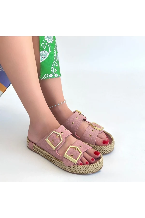 İces Pudra Nubuk Terlik