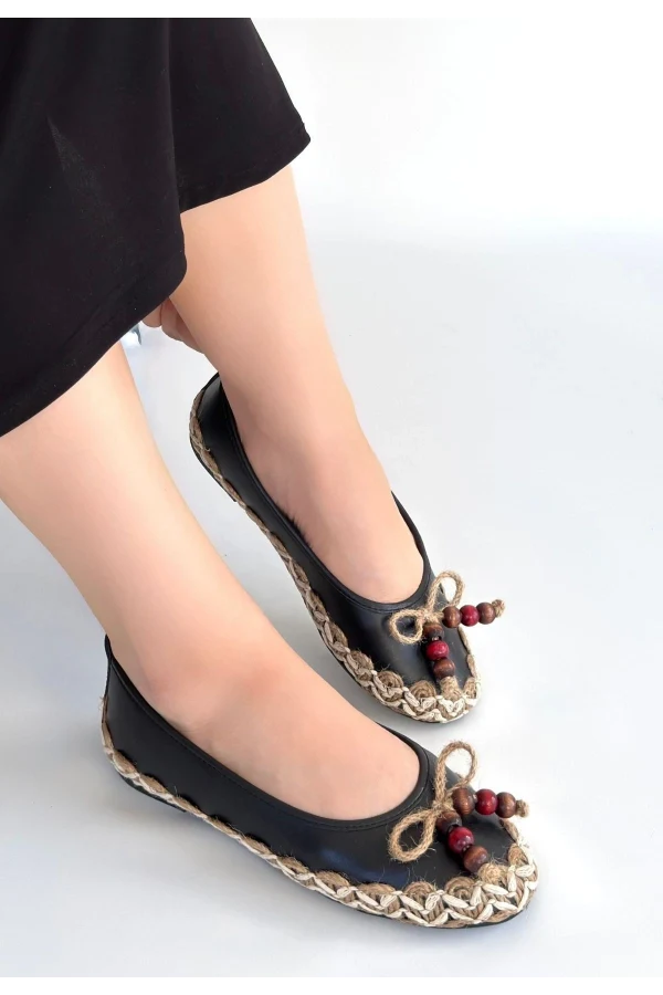 Ilwe Siyah Cilt Babet Ayakkabı