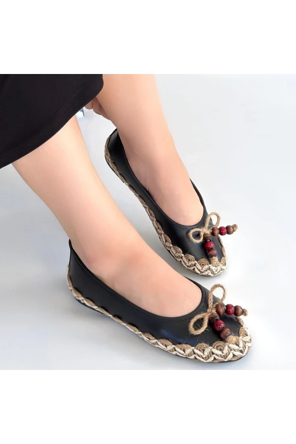 Ilwe Siyah Cilt Babet Ayakkabı