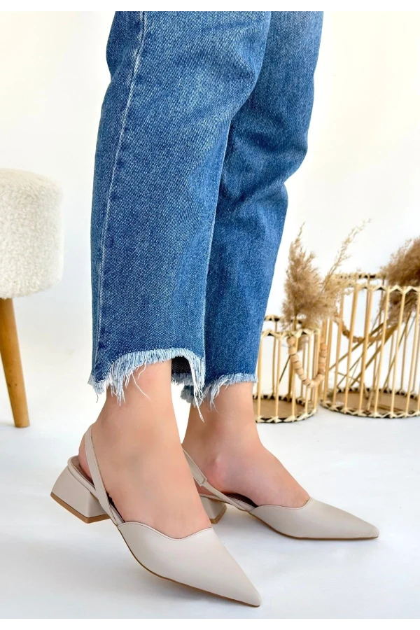 Jenti Bej Cilt Topuklu Ayakkabı