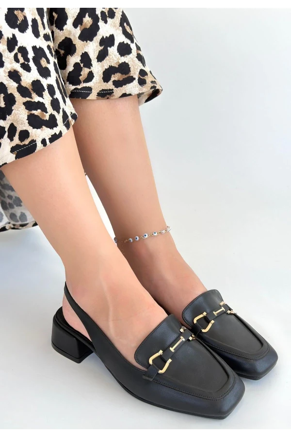 Joone Siyah Cilt Topuklu Ayakkabı