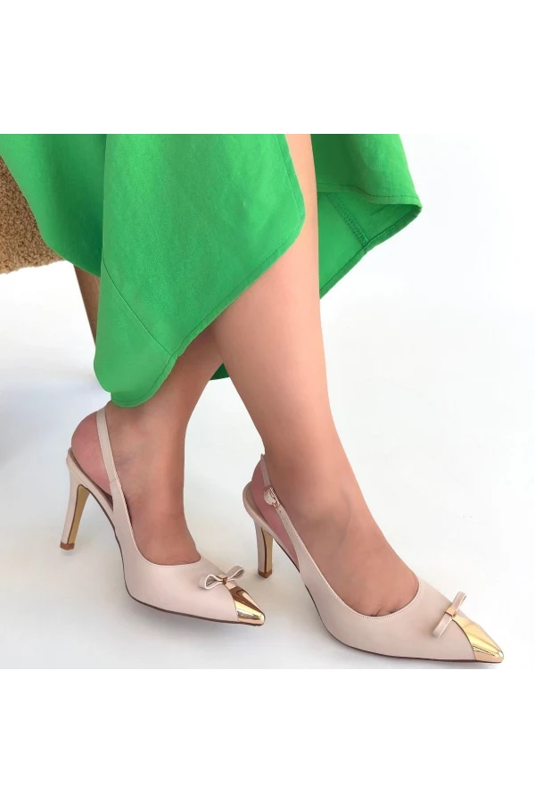 Joye Bej Cilt Topuklu Ayakkabı