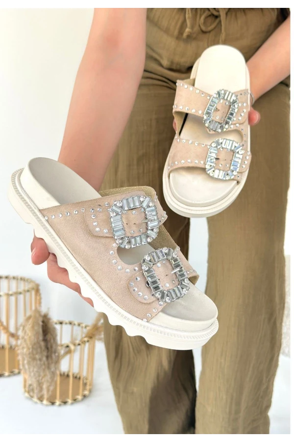 Juana Bej Nubuk Taşlı Terlik