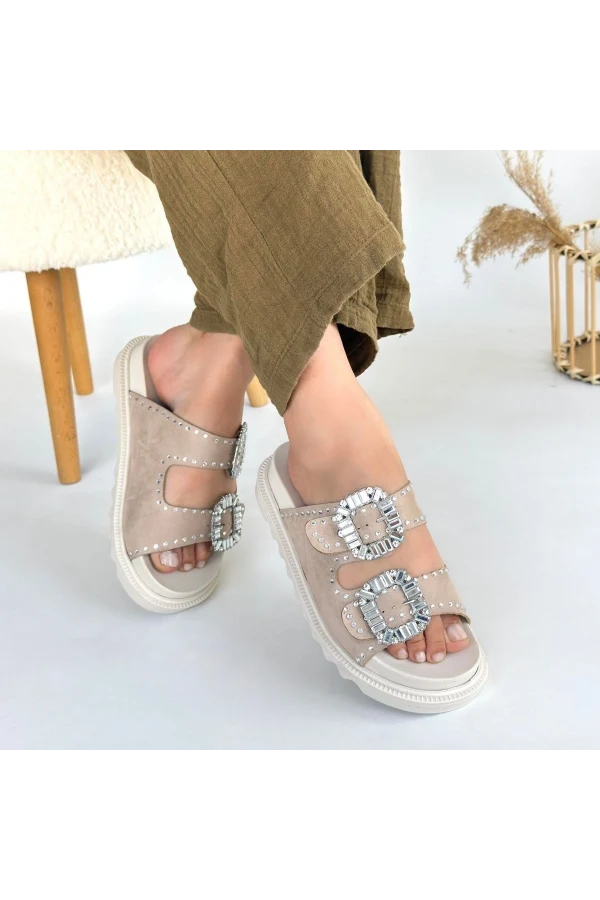 Juana Bej Nubuk Taşlı Terlik