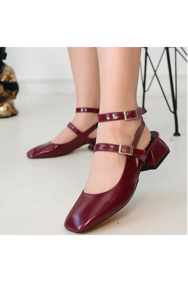 Karmi Mürdüm Cilt Topuklu Ayakkabı