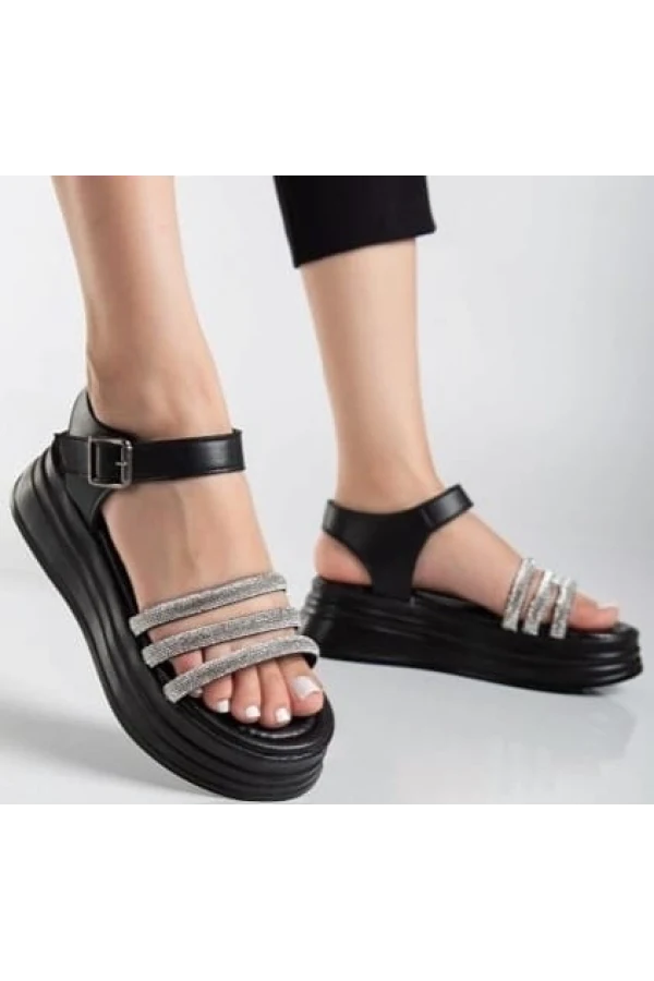 Lalen Siyah Kemerli Sandalet