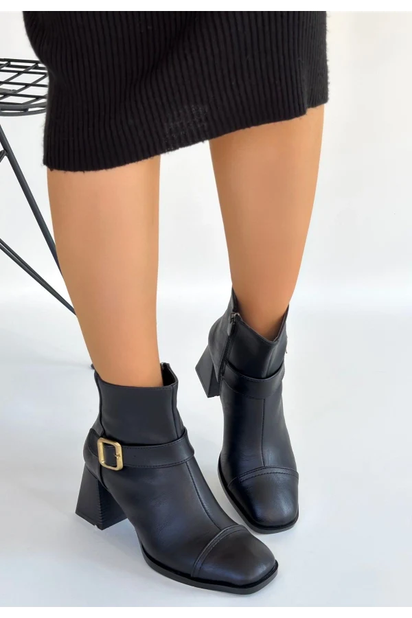 Mejjo Siyah Cilt Topuklu Bot