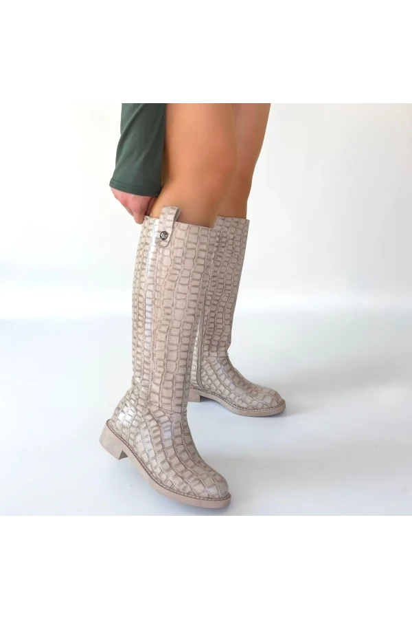 Metta Bej Cilt Desenli Çizme
