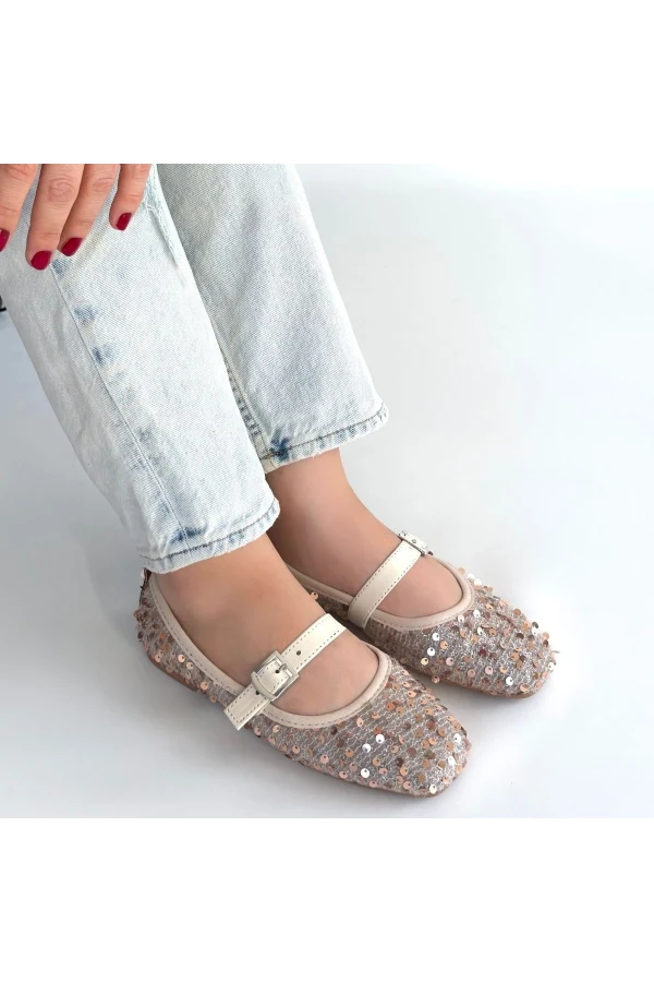 Moden Bej Süet Babet Ayakkabı