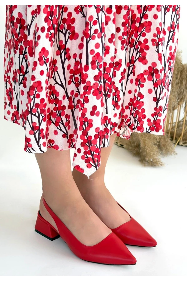 Morji Kırmızı Cilt Topuklu Ayakkabı