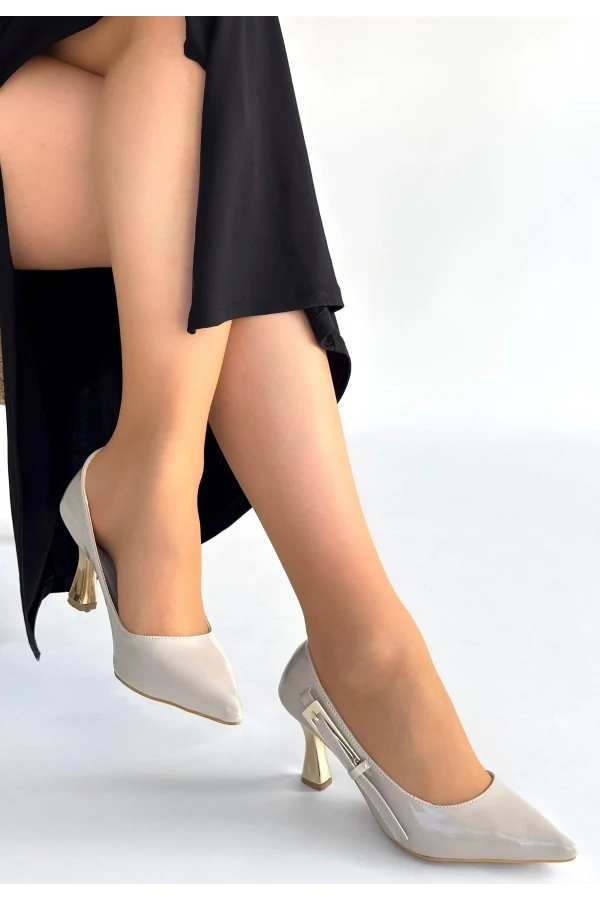 Motya Bej Rugan Topuklu Ayakkabı