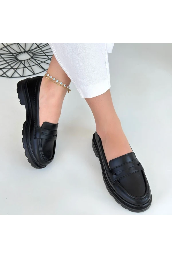 Narli Siyah Cilt Oxford Ayakkabı