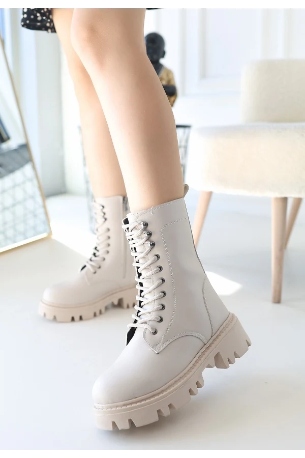 Neole Bej Cilt Bağcıklı Bot