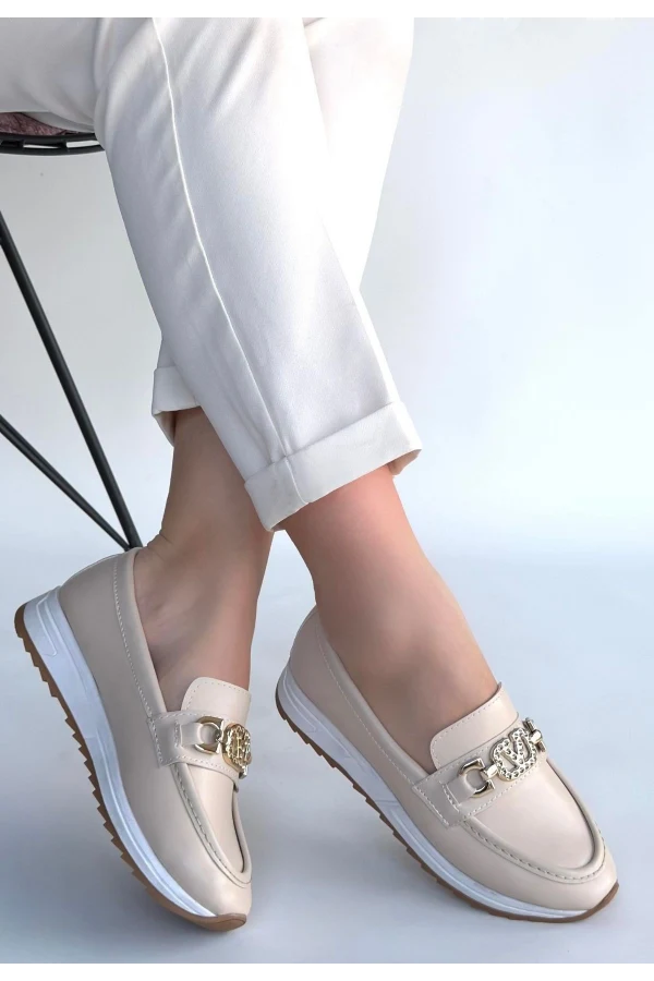 Otra Bej Cilt Babet Ayakkabı