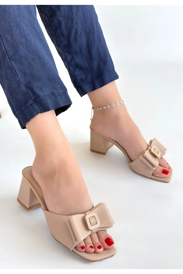 Pier Nude Cilt Topuklu Terlik