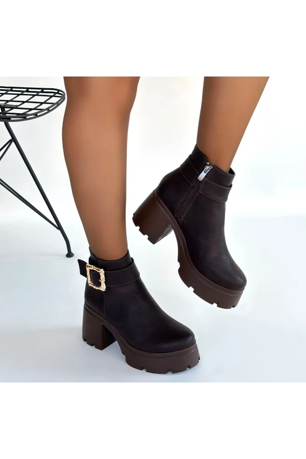 Pinma Acı Kahve Cilt Topuklu Bot