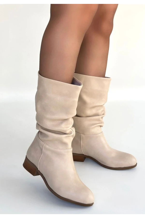 Plod Bej Cilt Körüklü Çizme