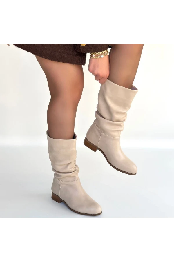 Plod Bej Cilt Körüklü Çizme