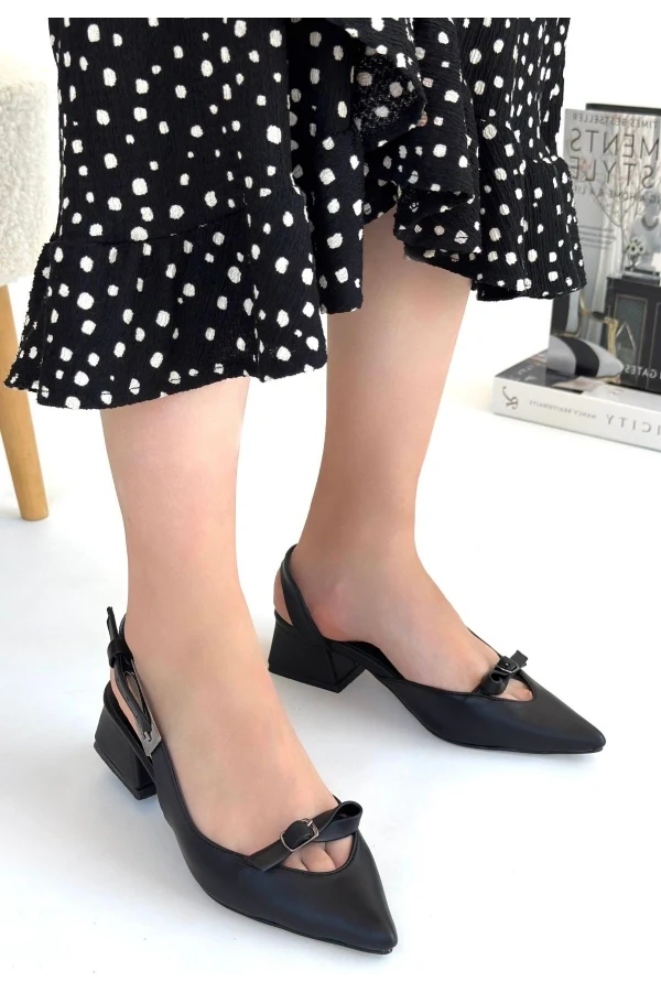 Rewat Siyah Cilt Topuklu Ayakkabı