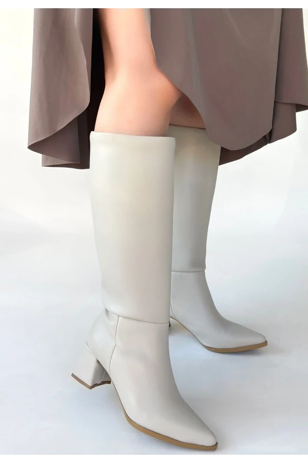 Roksa Ten Cilt Topuklu Çizme