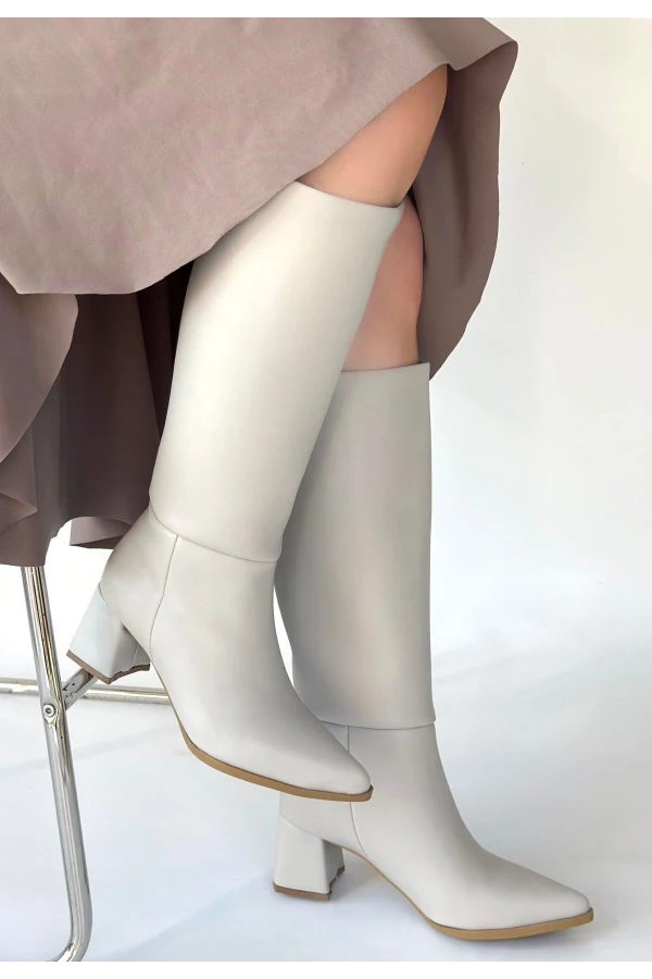 Roksa Ten Cilt Topuklu Çizme