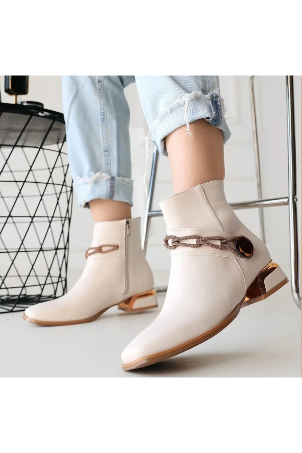 Roxani Bej Cilt Topuklu Bot