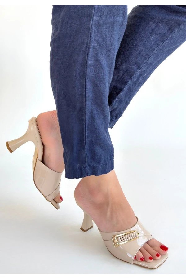 Sief Bej Rugan Topuklu Terlik