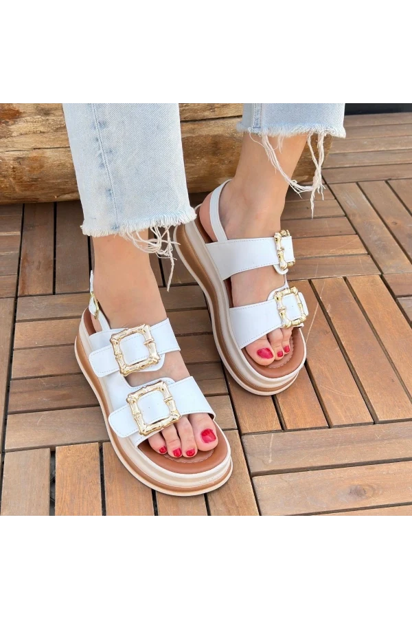 Stan Beyaz Cilt Sandalet