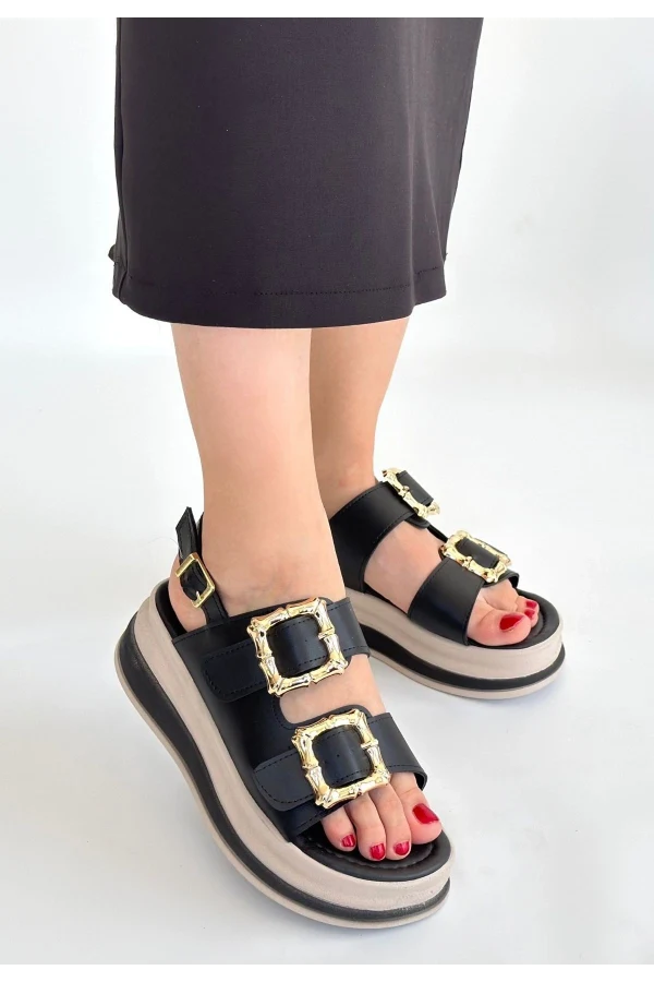 Stan Siyah Cilt Sandalet