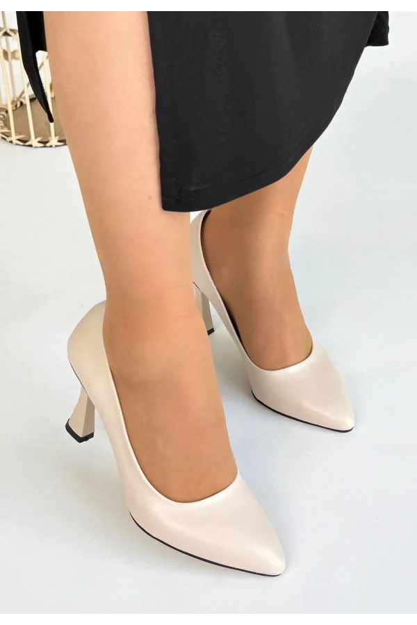 Ulba Bej Cilt Stiletto Ayakkabı