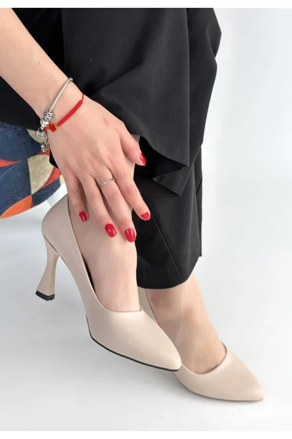 Ulba Bej Cilt Stiletto Ayakkabı
